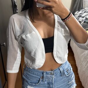 NWOT Chic White Crop Cardigan